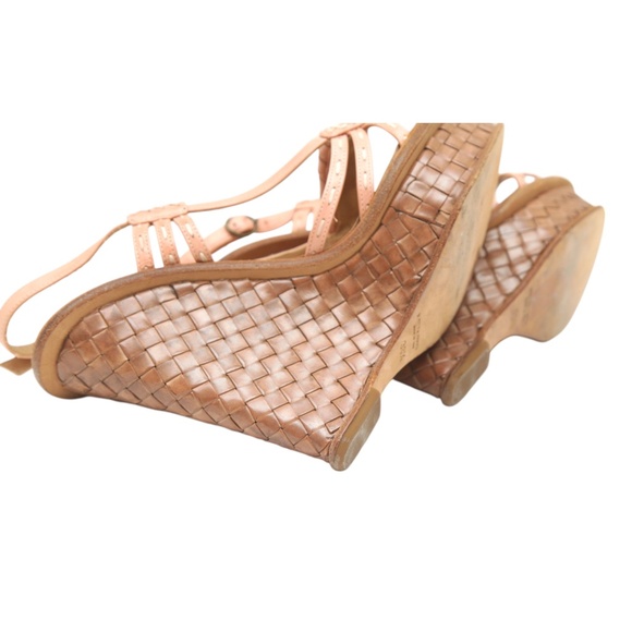 BOTTEGA VENETA Leather Platform Wedge Sandals Sandal INTRECCIATO Pink 38.5 - Picture 12 of 12